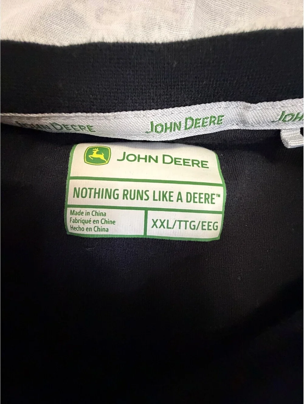 John Deere Men's Black Cotton T-Shirt XXL with Logo